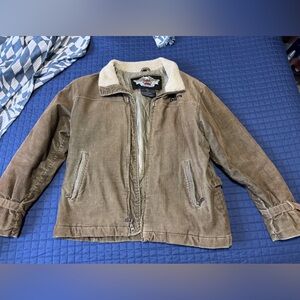 Vintage Harley Davidson Corduroy Coat with Sherpa Collar